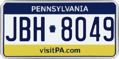 PA license plate JBH8049