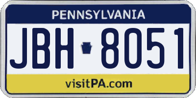 PA license plate JBH8051