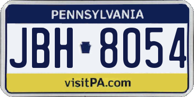 PA license plate JBH8054