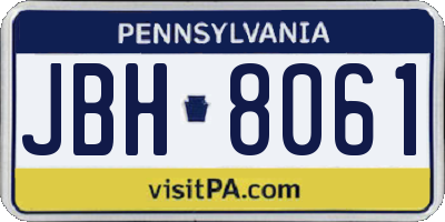 PA license plate JBH8061