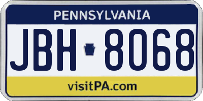 PA license plate JBH8068