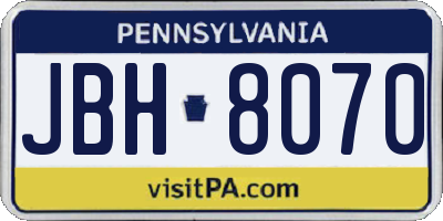 PA license plate JBH8070