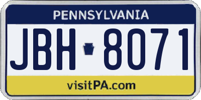 PA license plate JBH8071