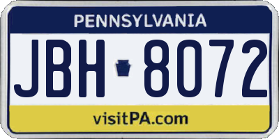 PA license plate JBH8072