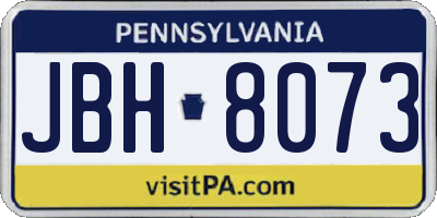 PA license plate JBH8073