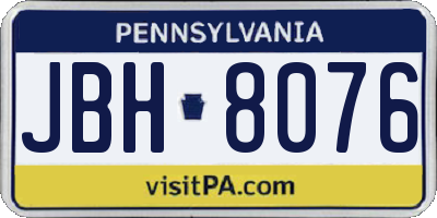 PA license plate JBH8076