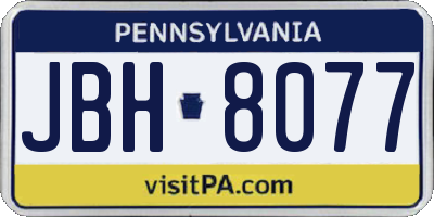 PA license plate JBH8077