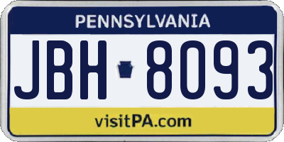 PA license plate JBH8093