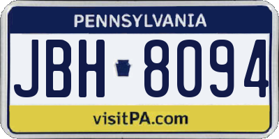 PA license plate JBH8094