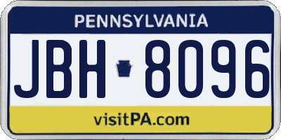 PA license plate JBH8096