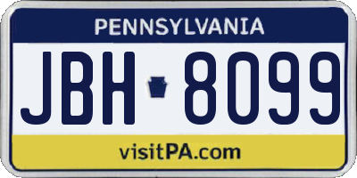 PA license plate JBH8099