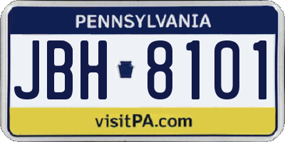 PA license plate JBH8101