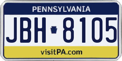 PA license plate JBH8105