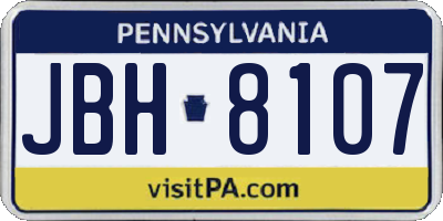 PA license plate JBH8107