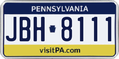PA license plate JBH8111