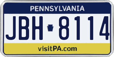 PA license plate JBH8114