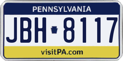 PA license plate JBH8117