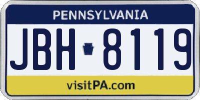 PA license plate JBH8119
