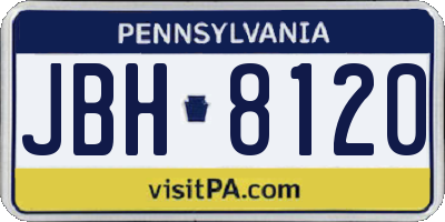 PA license plate JBH8120