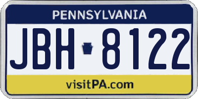 PA license plate JBH8122