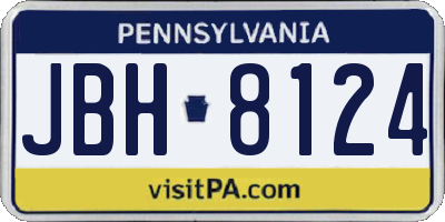 PA license plate JBH8124