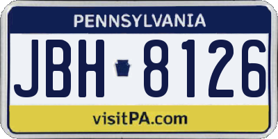 PA license plate JBH8126