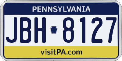 PA license plate JBH8127