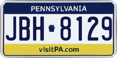 PA license plate JBH8129