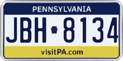 PA license plate JBH8134