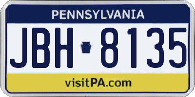 PA license plate JBH8135