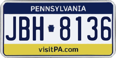 PA license plate JBH8136