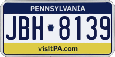 PA license plate JBH8139