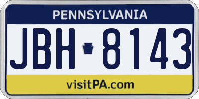 PA license plate JBH8143