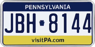 PA license plate JBH8144