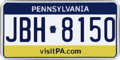 PA license plate JBH8150