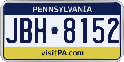 PA license plate JBH8152