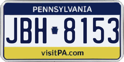 PA license plate JBH8153