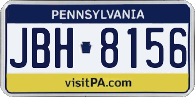 PA license plate JBH8156