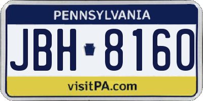 PA license plate JBH8160