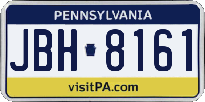 PA license plate JBH8161