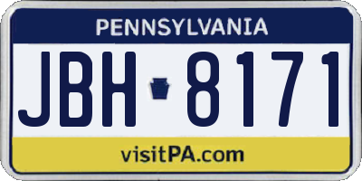 PA license plate JBH8171