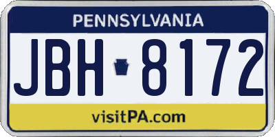 PA license plate JBH8172