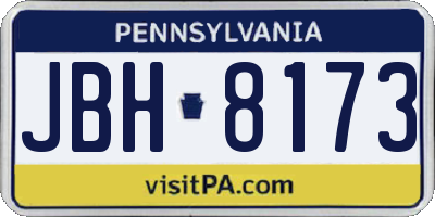 PA license plate JBH8173