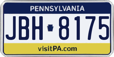 PA license plate JBH8175