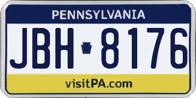 PA license plate JBH8176