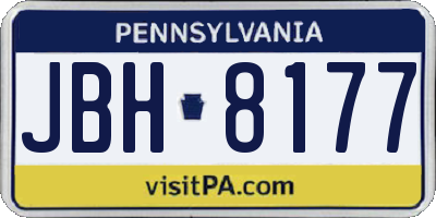 PA license plate JBH8177