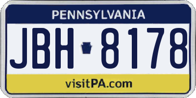 PA license plate JBH8178