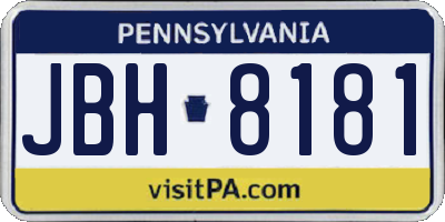 PA license plate JBH8181