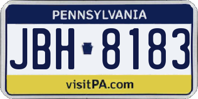 PA license plate JBH8183