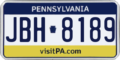 PA license plate JBH8189